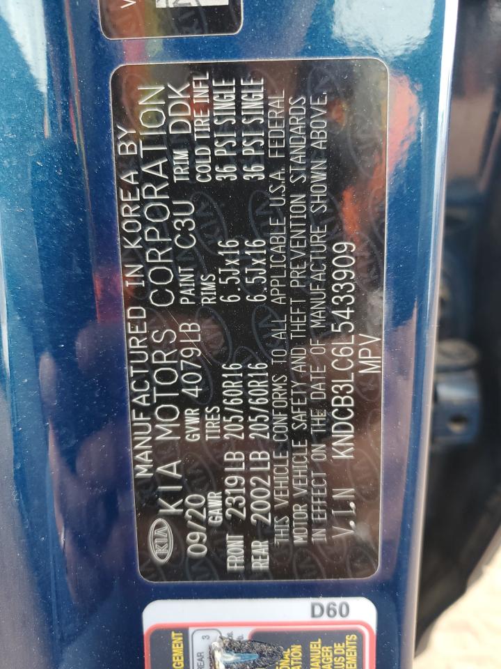 KNDCB3LC6L5433909 2020 Kia Niro Lx