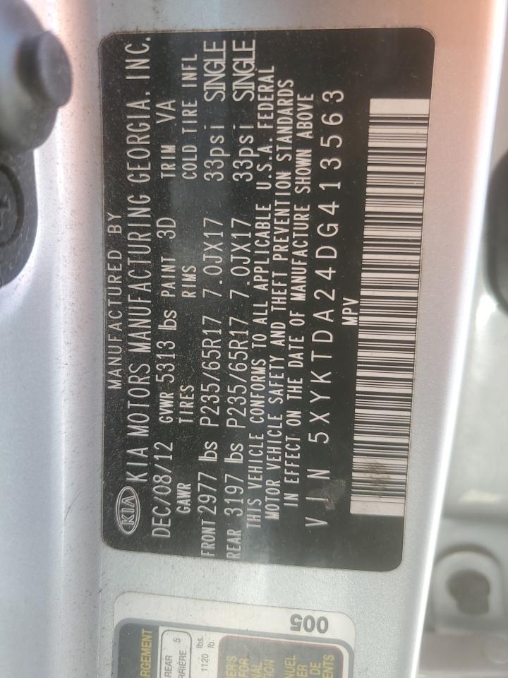 2013 Kia Sorento Lx VIN: 5XYKTDA24DG413563 Lot: 61797004