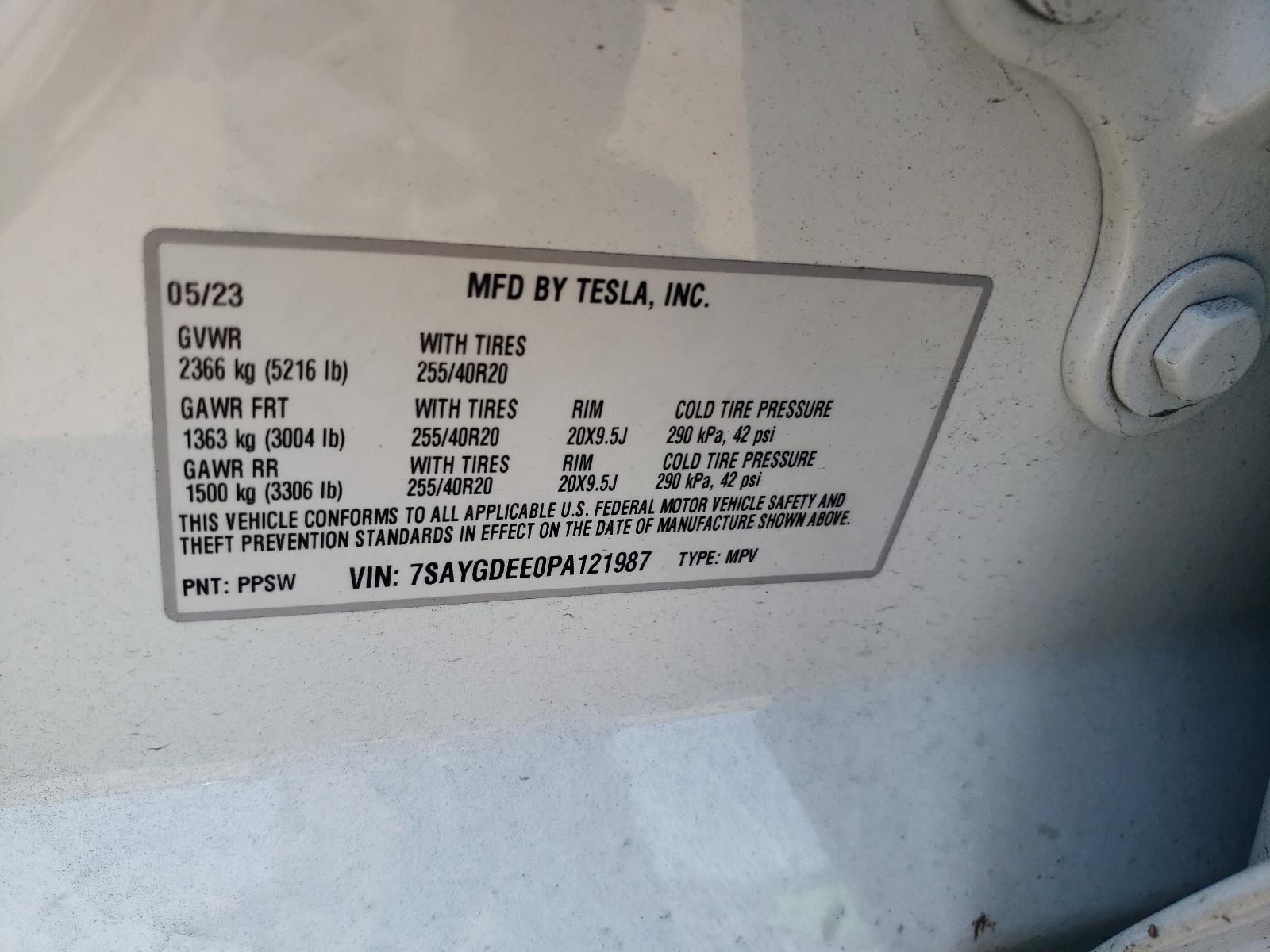 7SAYGDEE0PA121987 2023 Tesla Model Y