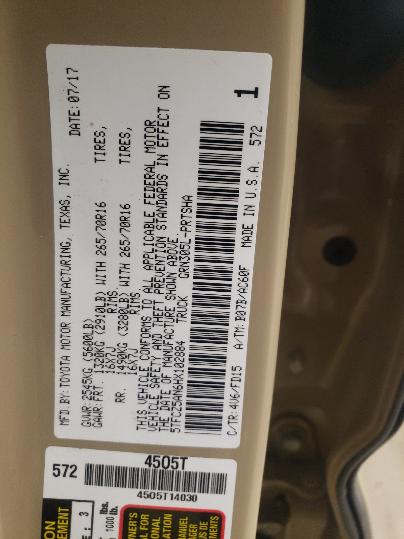 5TFCZ5AN6HX102884 2017 Toyota Tacoma Double Cab