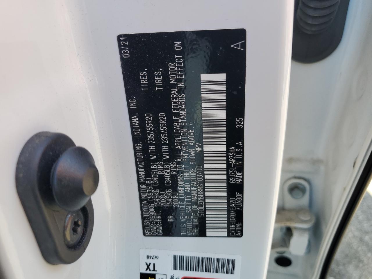 2021 Toyota Highlander Xse VIN: 5TDLZRBH8MS103700 Lot: 61188224