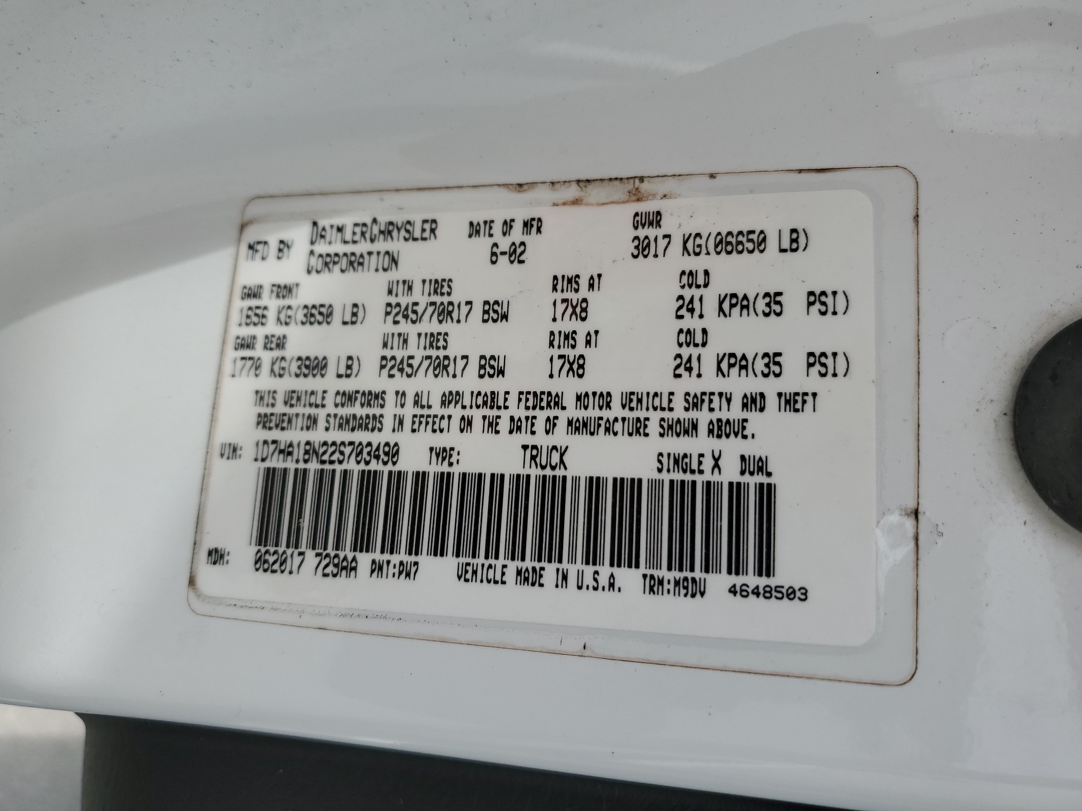 1D7HA18N22S703490 2002 Dodge Ram 1500