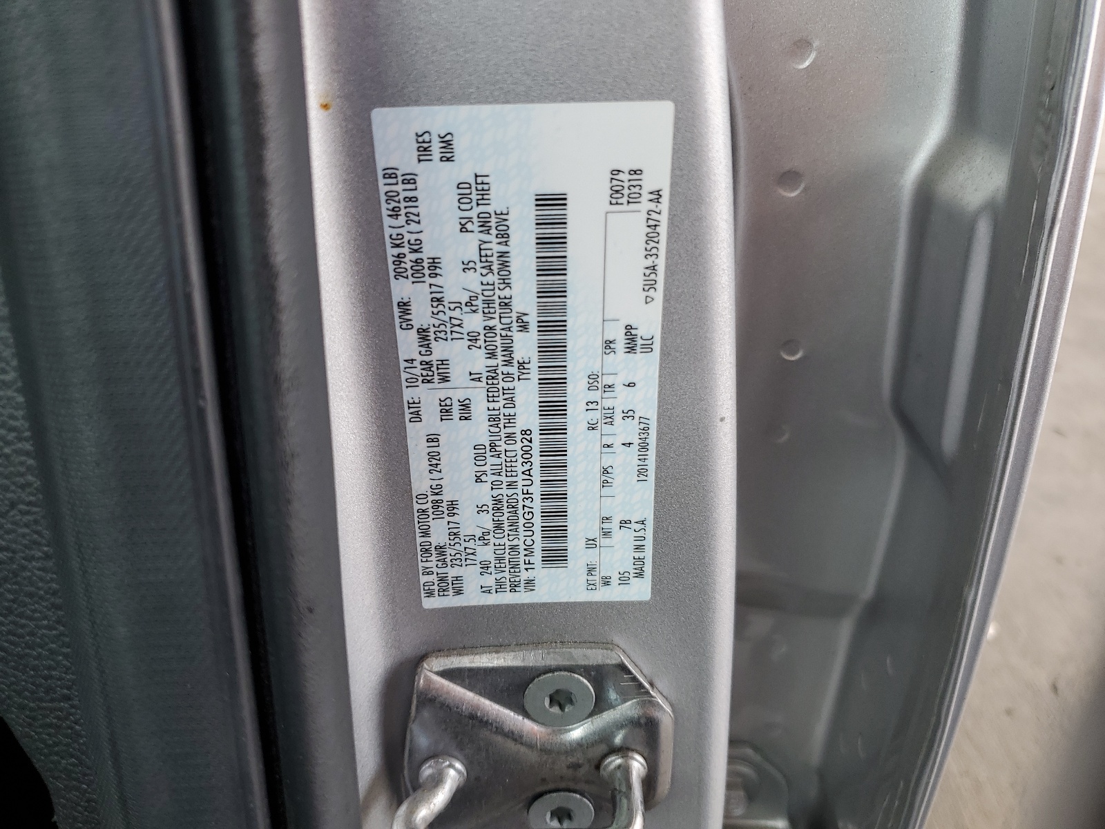 1FMCU0G73FUA30028 2015 Ford Escape Se