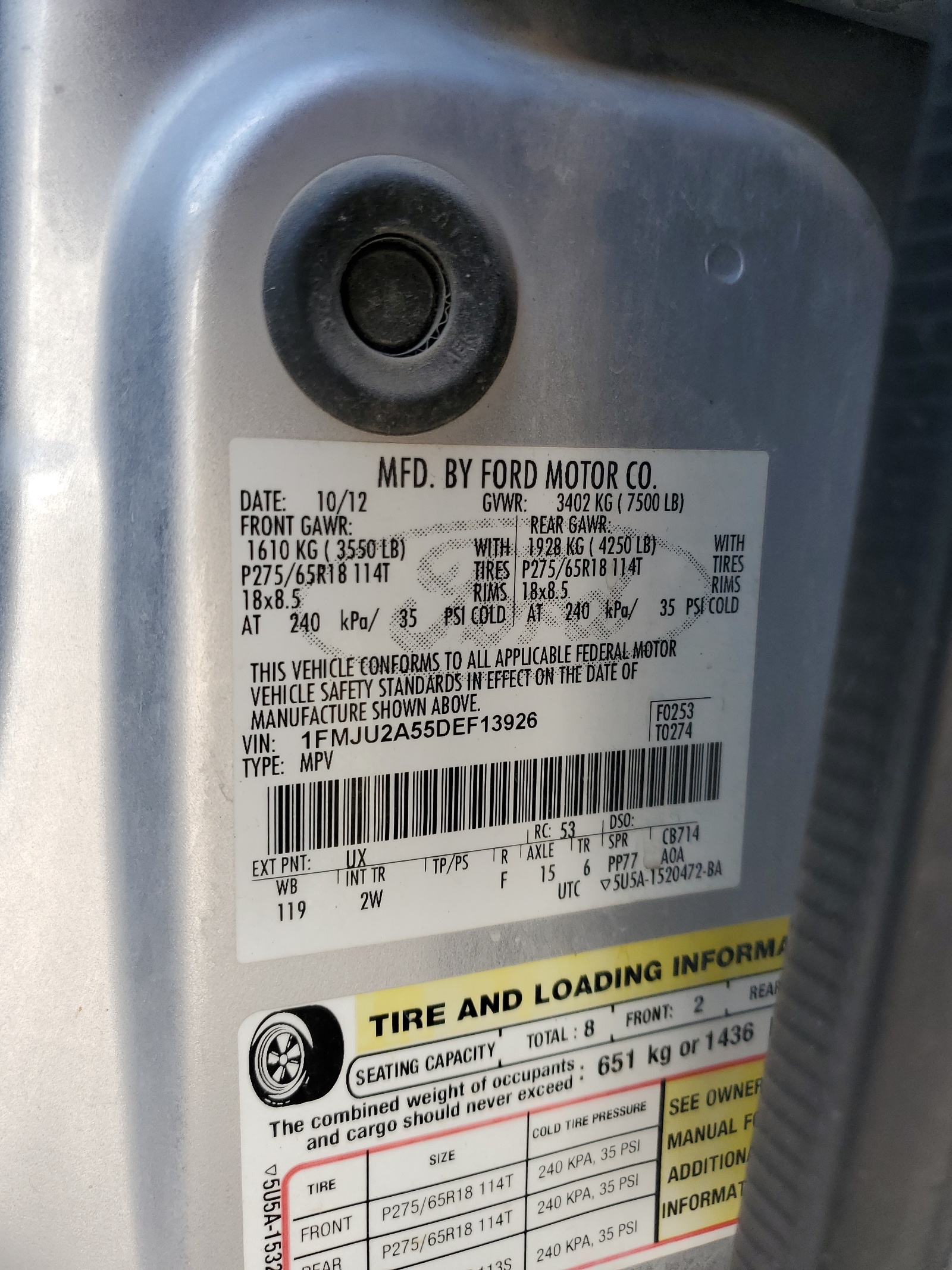 1FMJU2A55DEF13926 2013 Ford Expedition Limited