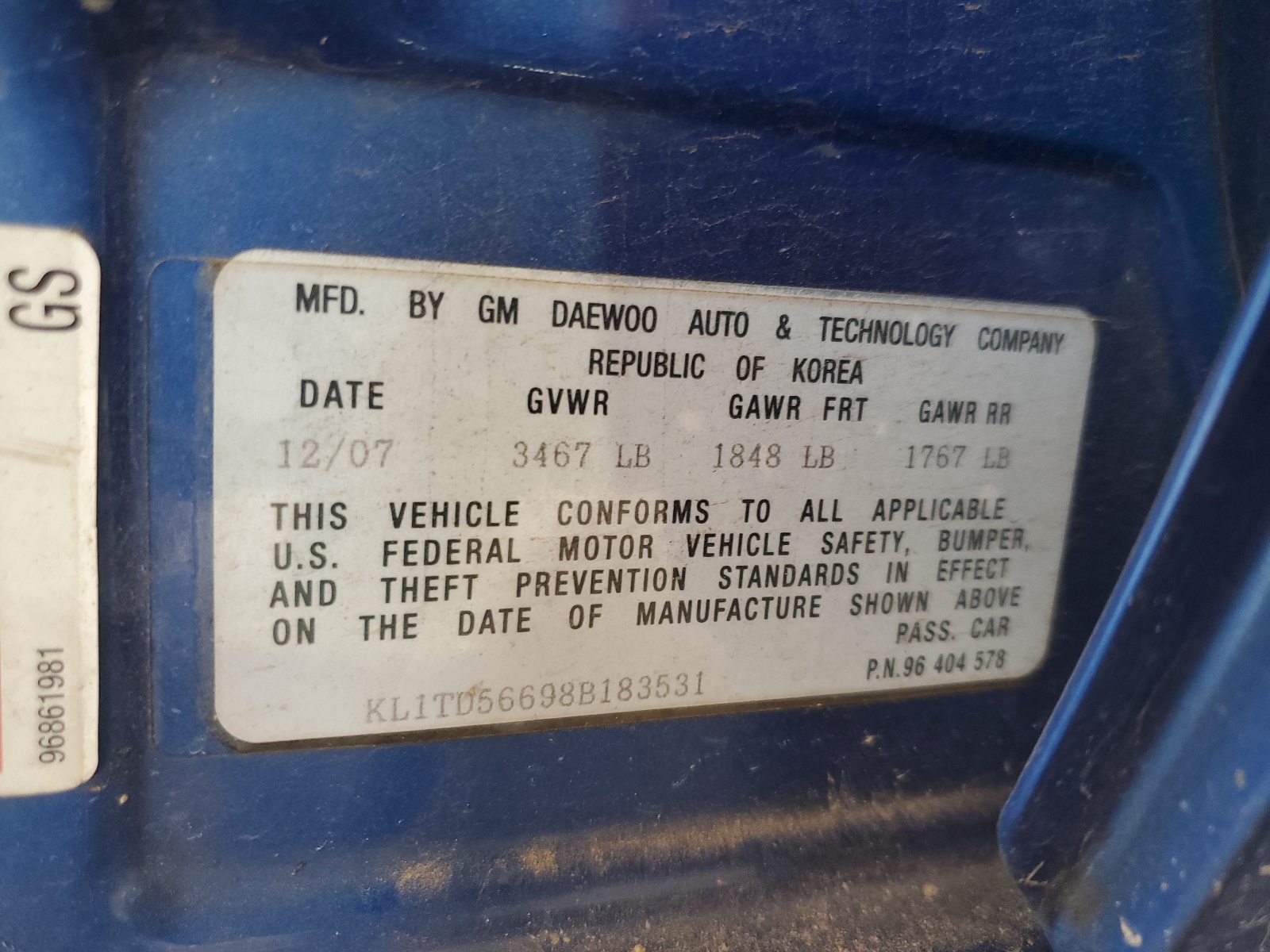 KL1TD56698B183531 2008 Chevrolet Aveo Base