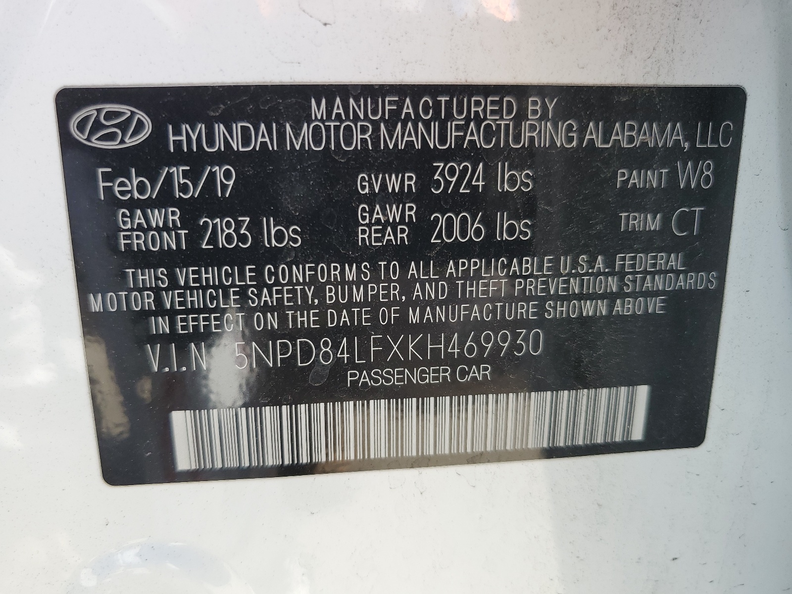 5NPD84LFXKH469930 2019 Hyundai Elantra Sel