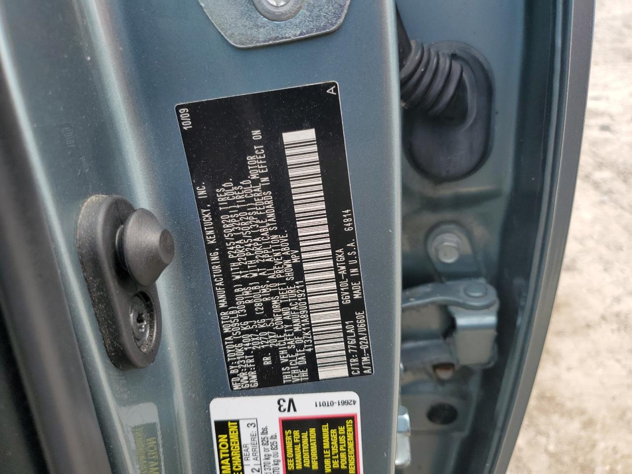 2009 Toyota Venza VIN: 4T3ZK11A89U019211 Lot: 65407754