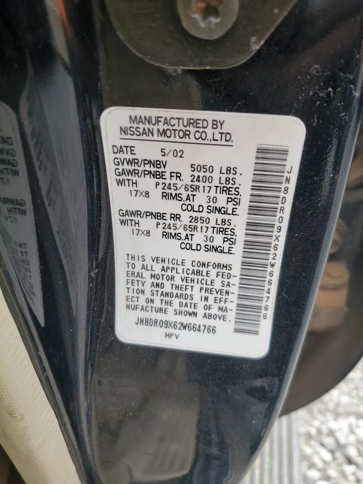 2002 Nissan Pathfinder Le VIN: JN8DR09X62W664766 Lot: 63116774