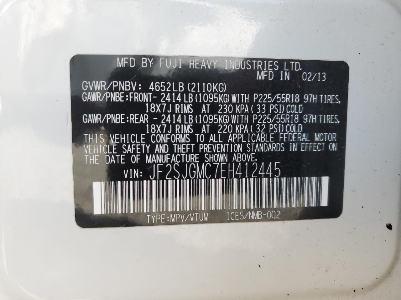 2014 Subaru Forester 2.0Xt Touring VIN: JF2SJGMC7EH412445 Lot: 64449754