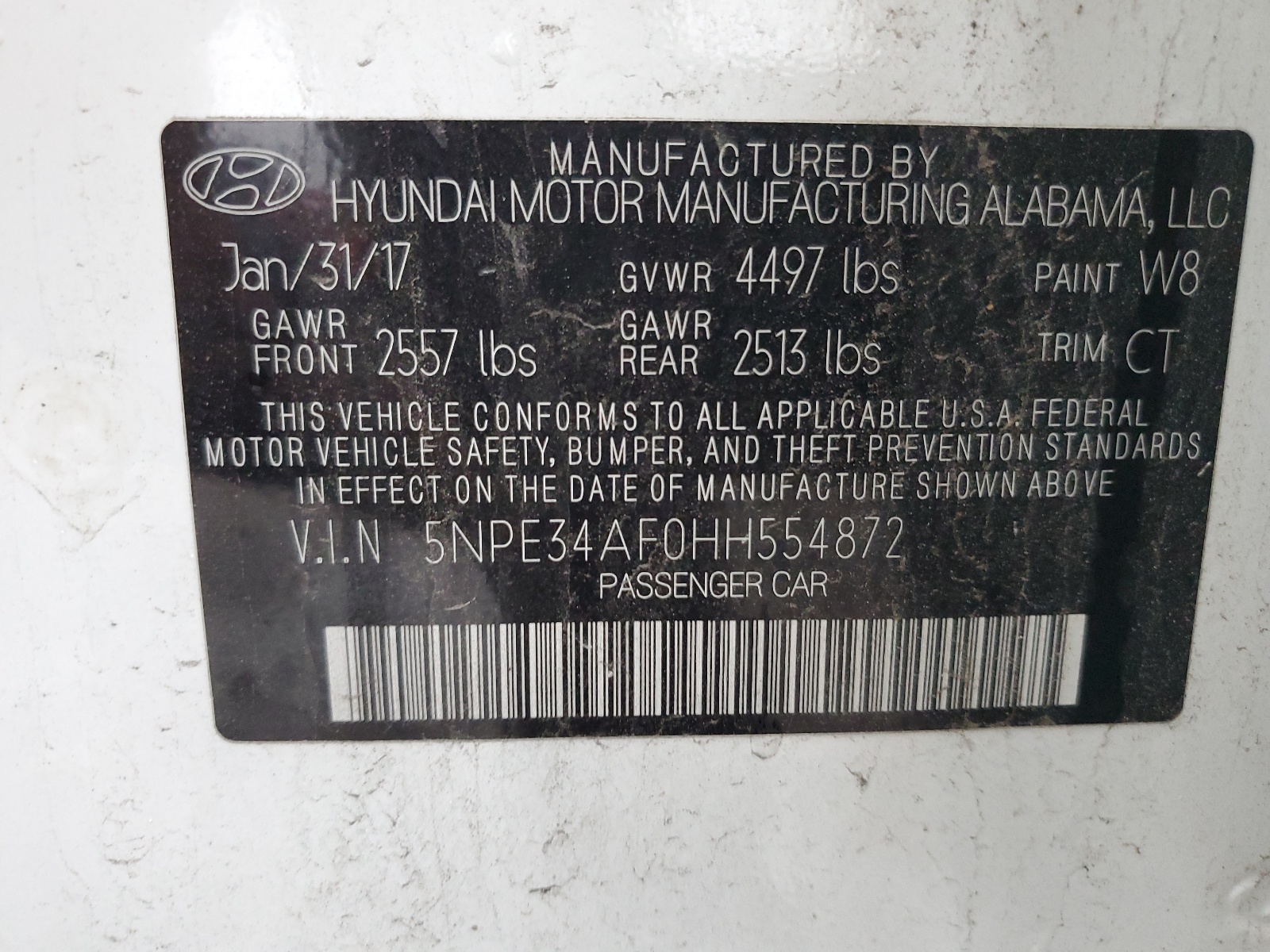 5NPE34AF0HH554872 2017 Hyundai Sonata Sport