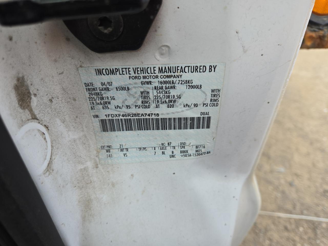 2008 Ford F450 Super Duty VIN: 1FDXF46R28EA74718 Lot: 64255284