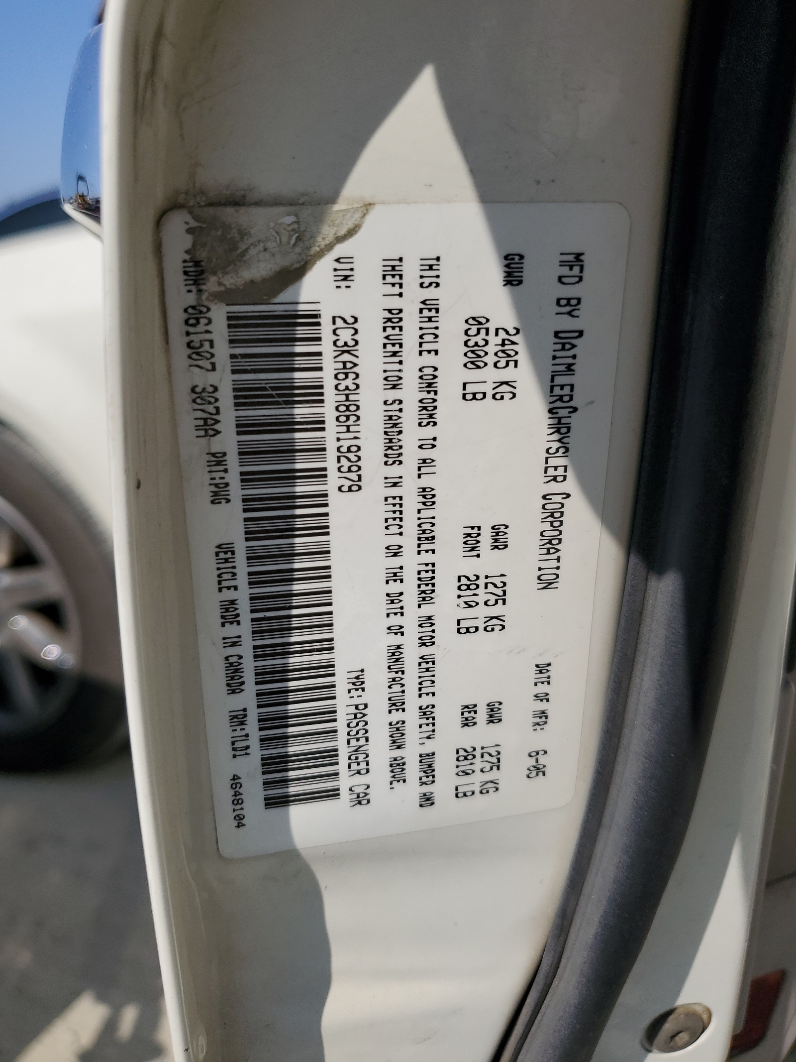 2C3KA63H86H192979 2006 Chrysler 300C