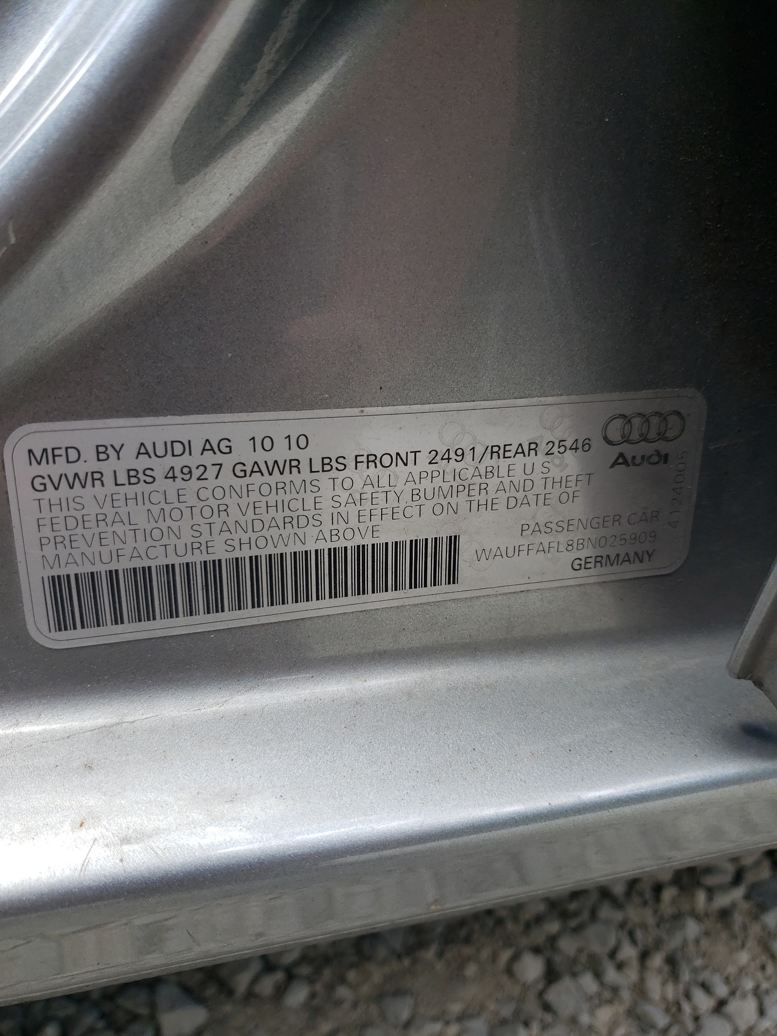 WAUFFAFL8BN025909 2011 Audi A4 Premium Plus