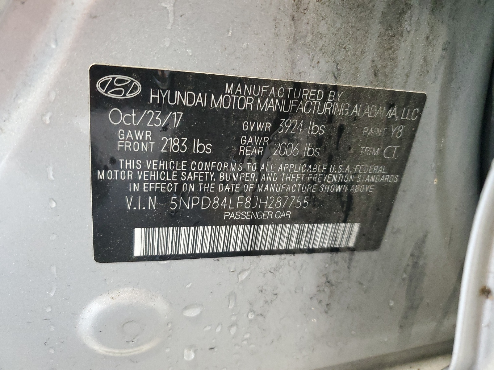 5NPD84LF8JH287755 2018 Hyundai Elantra Sel