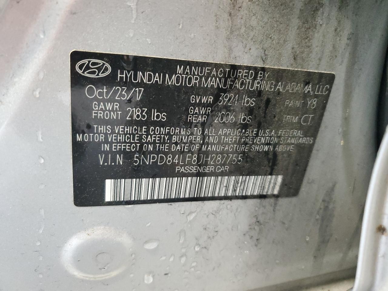 2018 Hyundai Elantra Sel VIN: 5NPD84LF8JH287755 Lot: 60862054