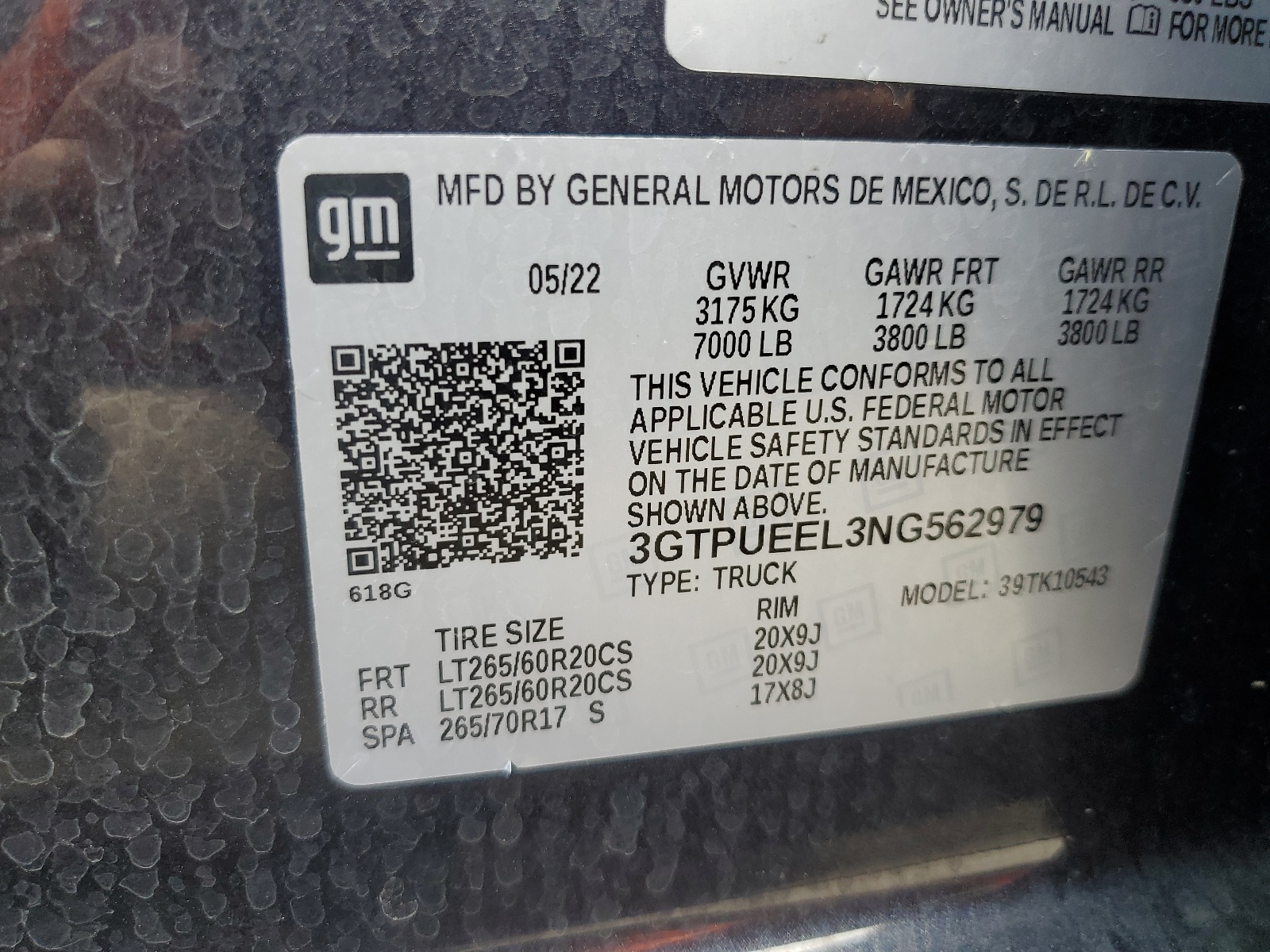 2022 GMC Sierra K1500 At4 vin: 3GTPUEEL3NG562979