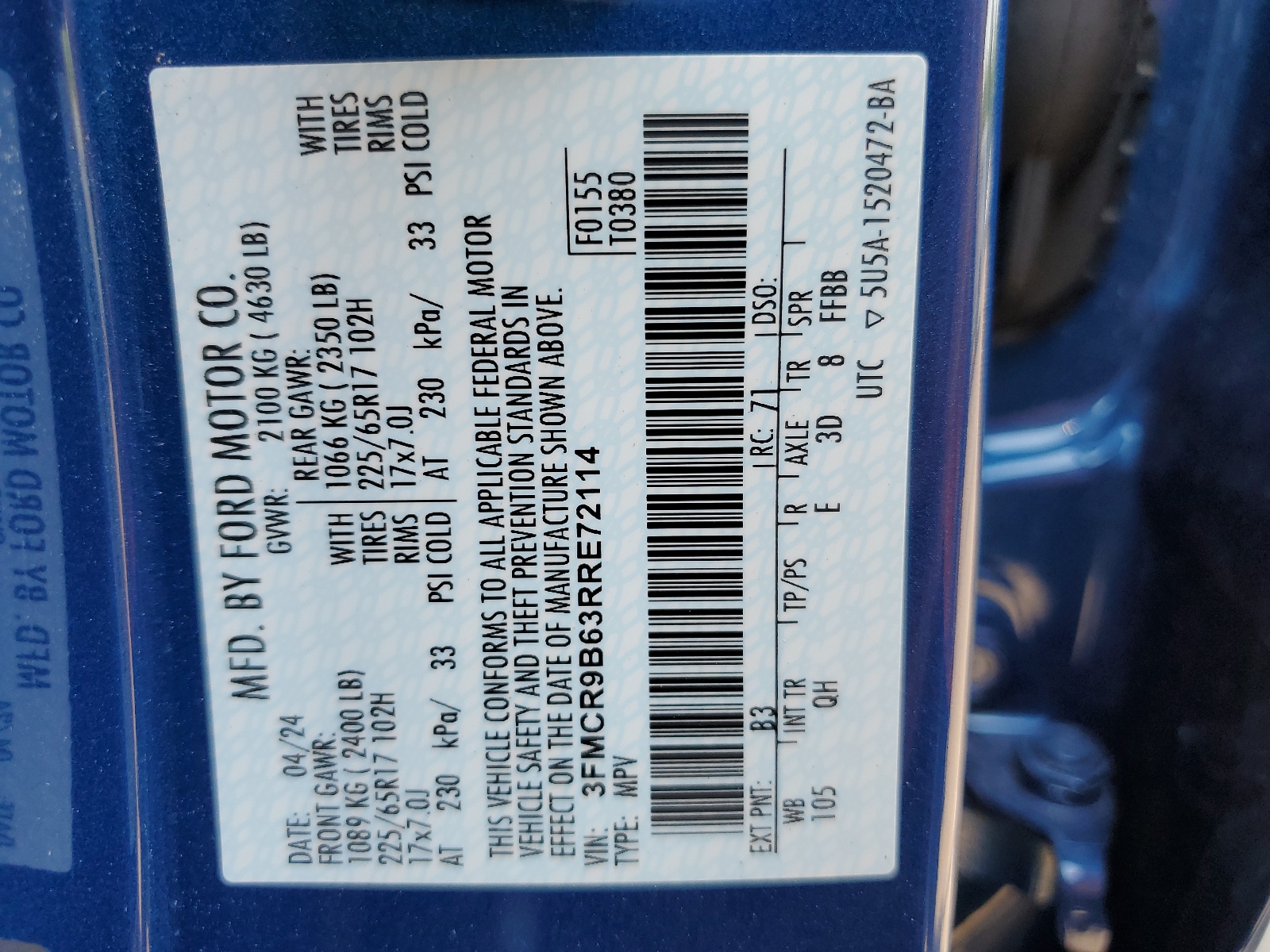 3FMCR9B63RRE72114 2024 Ford Bronco Sport Big Bend