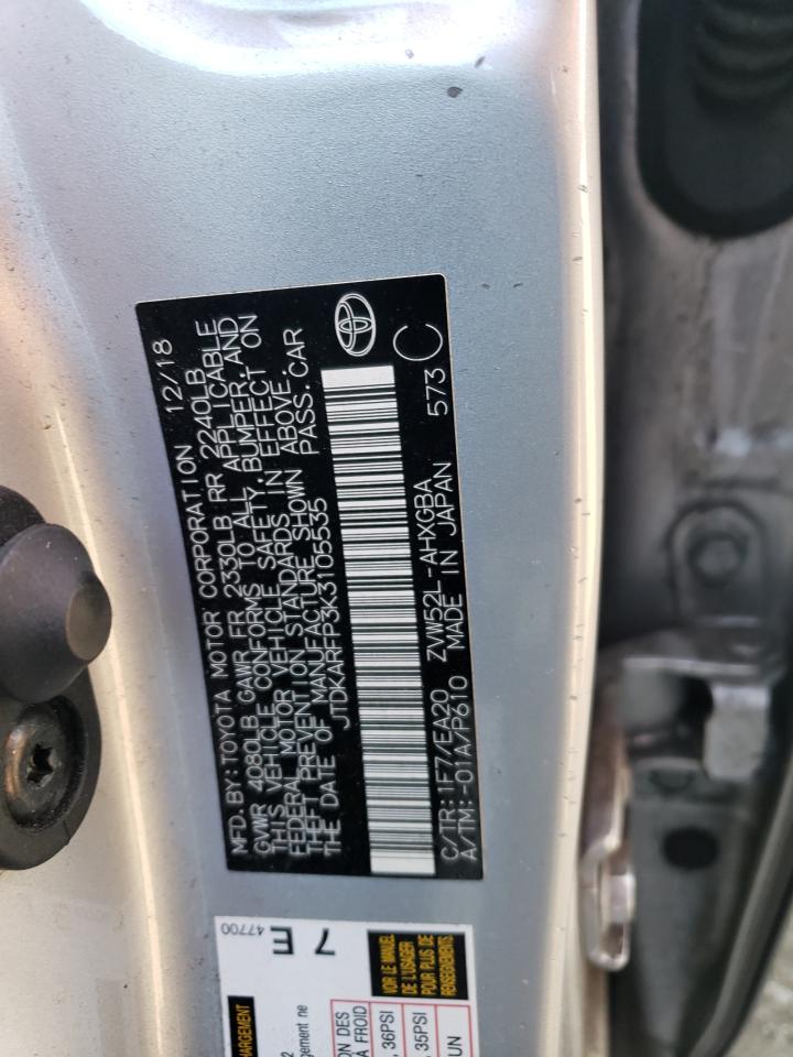 2019 Toyota Prius Prime VIN: JTDKARFP3K3105535 Lot: 64908244