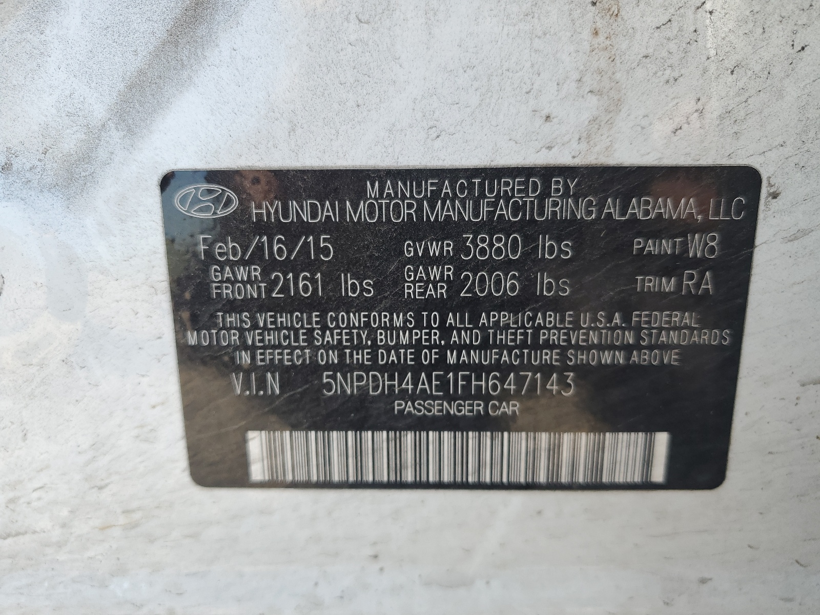 5NPDH4AE1FH647143 2015 Hyundai Elantra Se