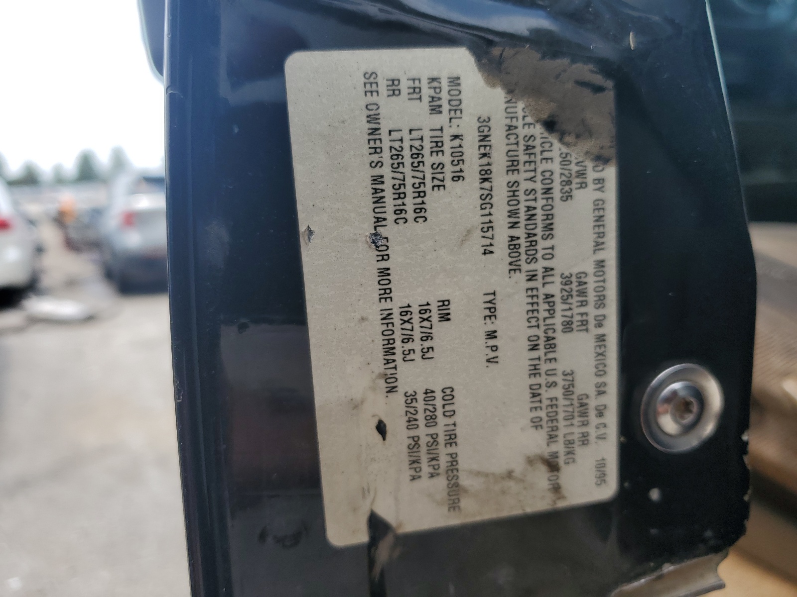 3GNEK18K7SG115714 1995 Chevrolet Tahoe K1500