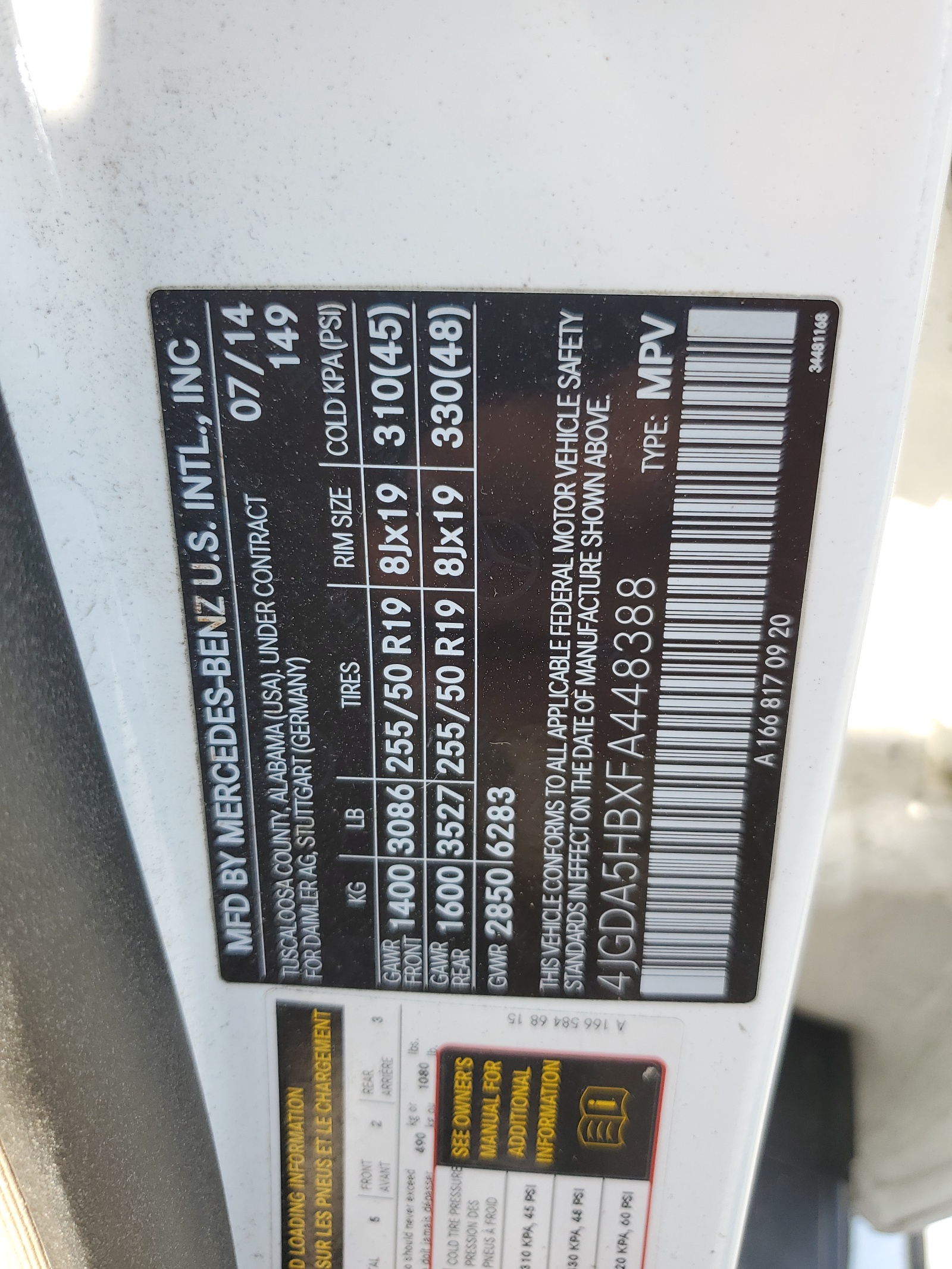 4JGDA5HBXFA448388 2015 Mercedes-Benz Ml 350 4Matic