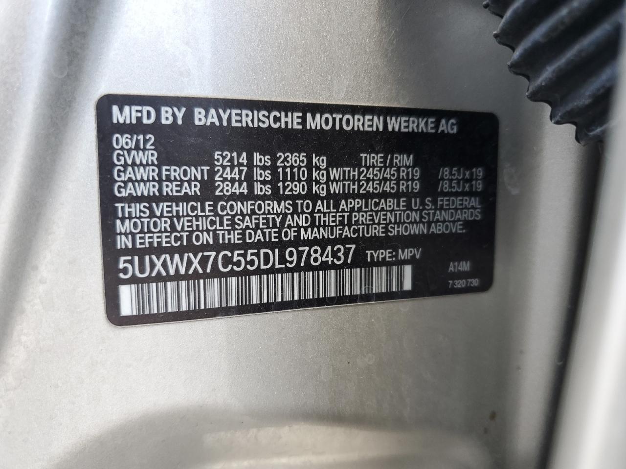 VIN 5UXWX7C55DL978437 2013 BMW X3 no.12