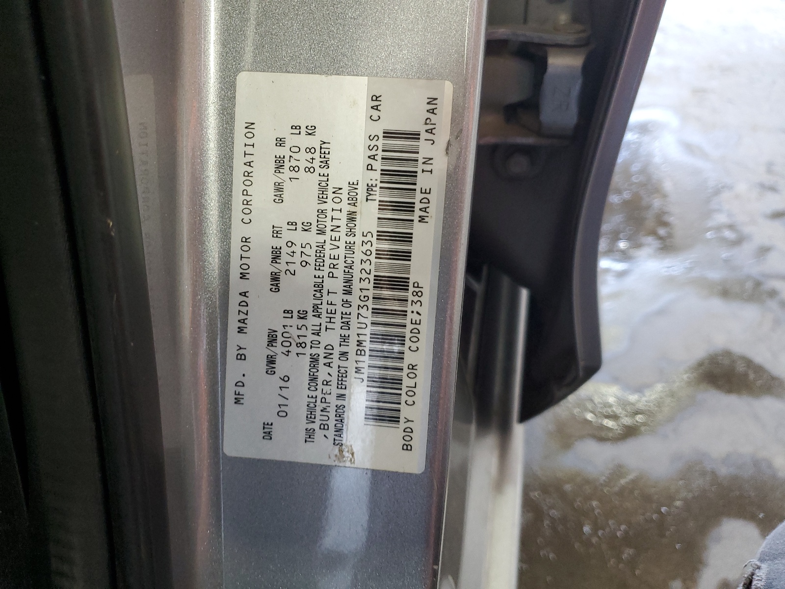 JM1BM1U73G1323635 2016 Mazda 3 Sport