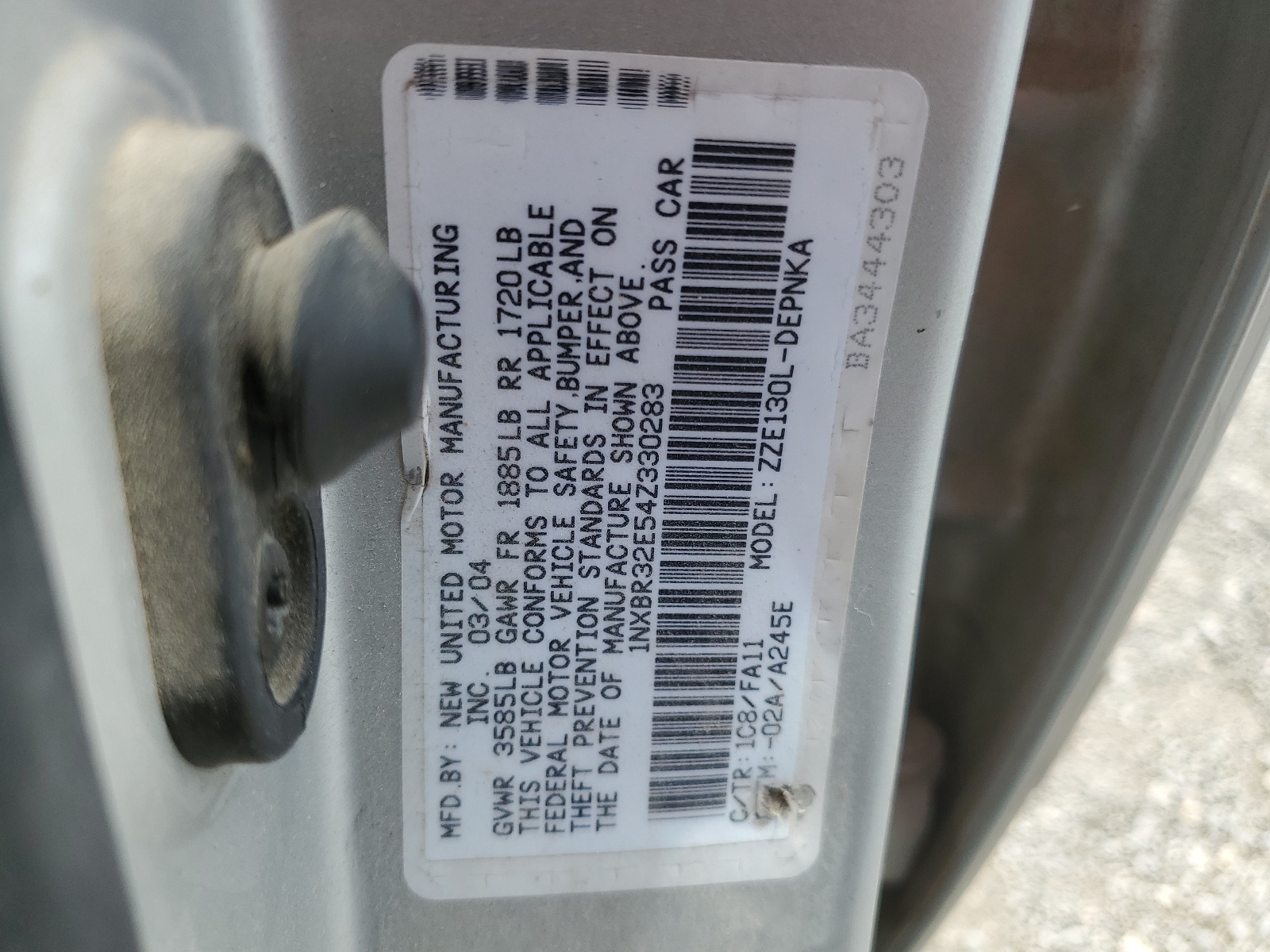 1NXBR32E54Z330283 2004 Toyota Corolla Ce