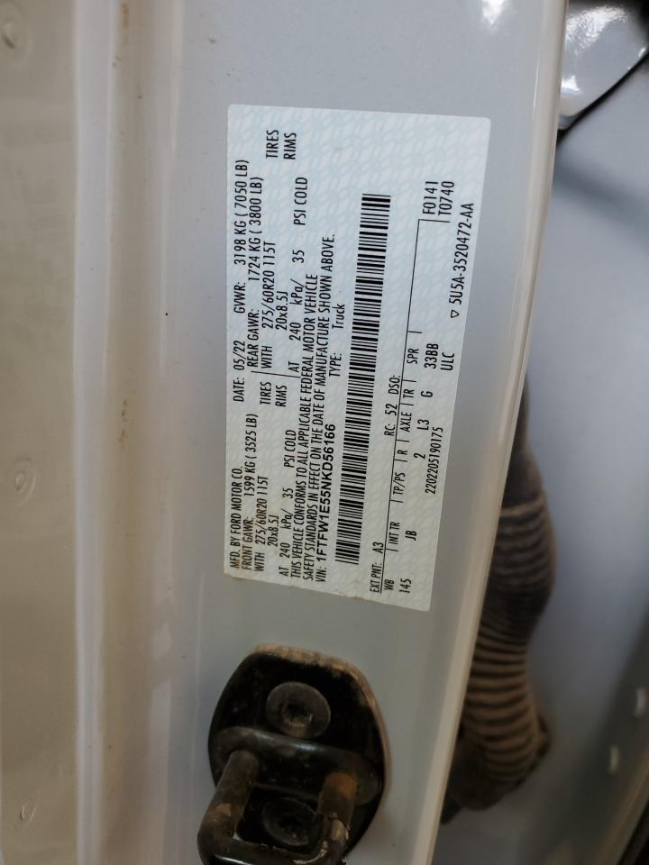 2022 Ford F150 Supercrew VIN: 1FTFW1E55NKD56166 Lot: 62523754