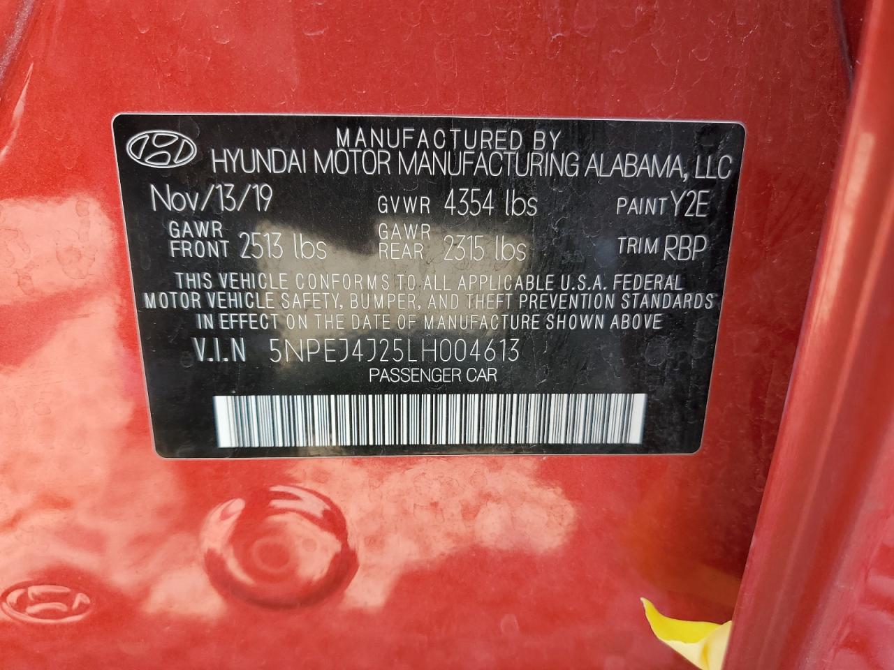 2020 Hyundai Sonata Sel Plus VIN: 5NPEJ4J25LH004613 Lot: 65162924