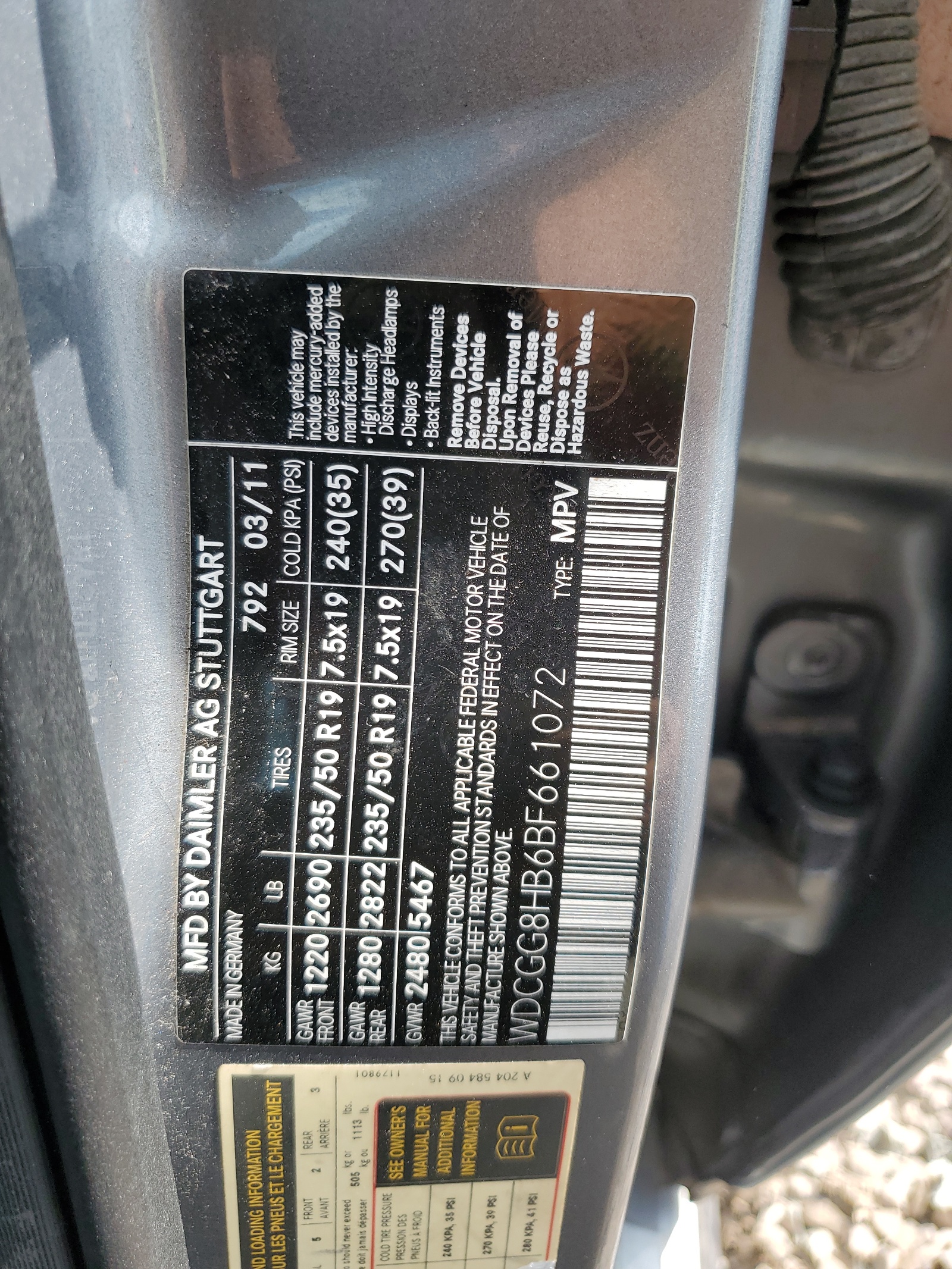 WDCGG8HB6BF661072 2011 Mercedes-Benz Glk 350 4Matic