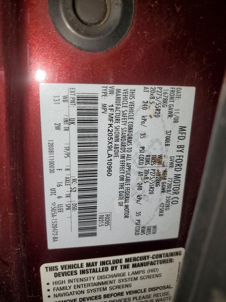 2009 Ford Expedition El Limited VIN: 1FMFK205X9LA10960 Lot: 64982474