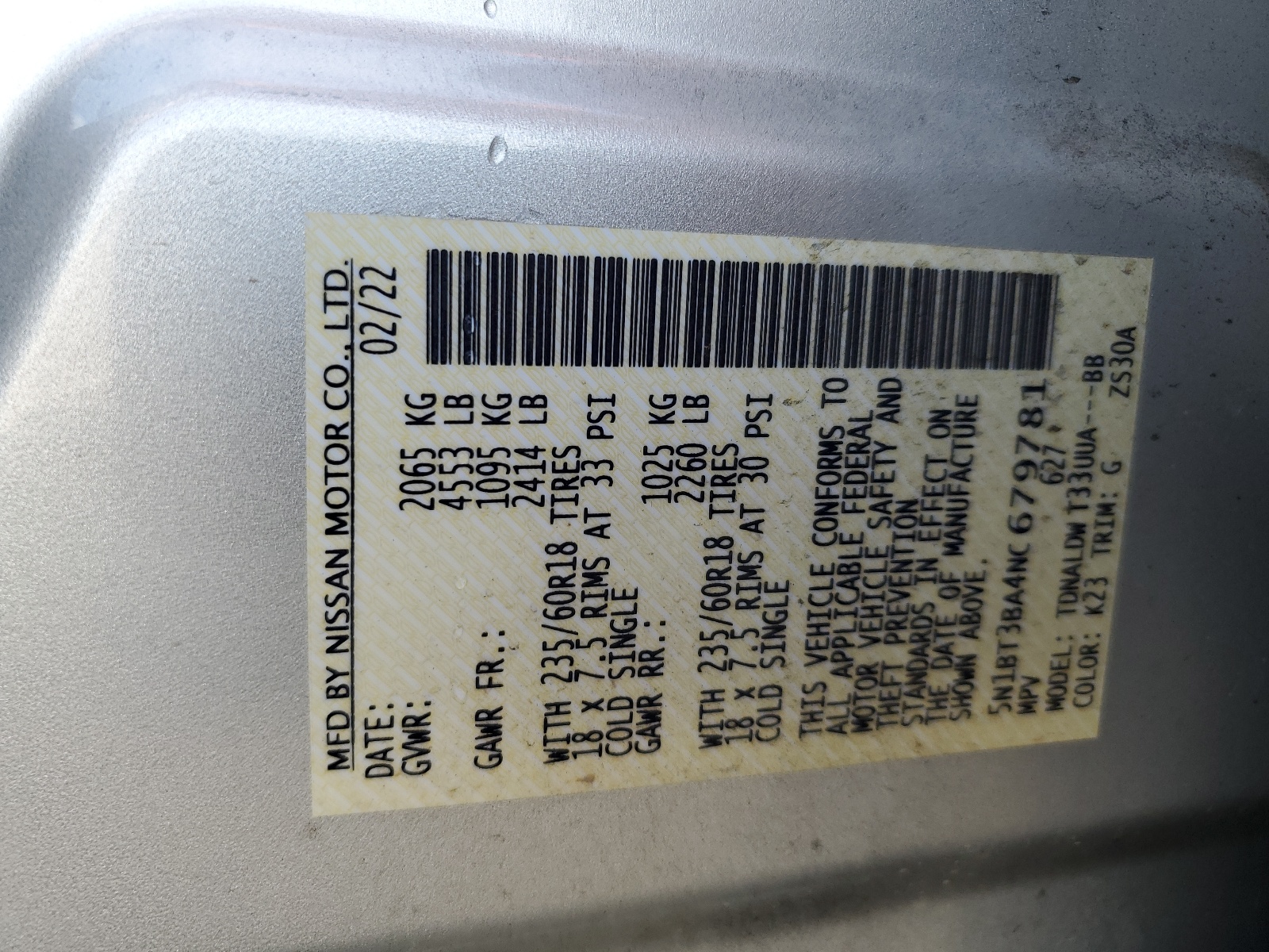 5N1BT3BA4NC679781 2022 Nissan Rogue Sv