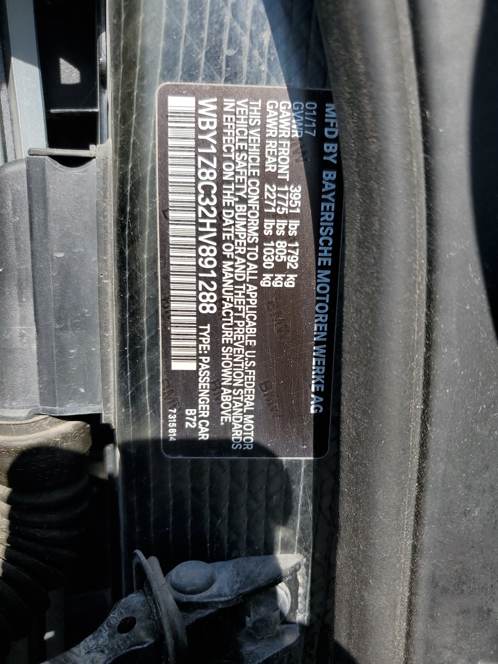 WBY1Z8C32HV891288 2017 BMW I3 Rex