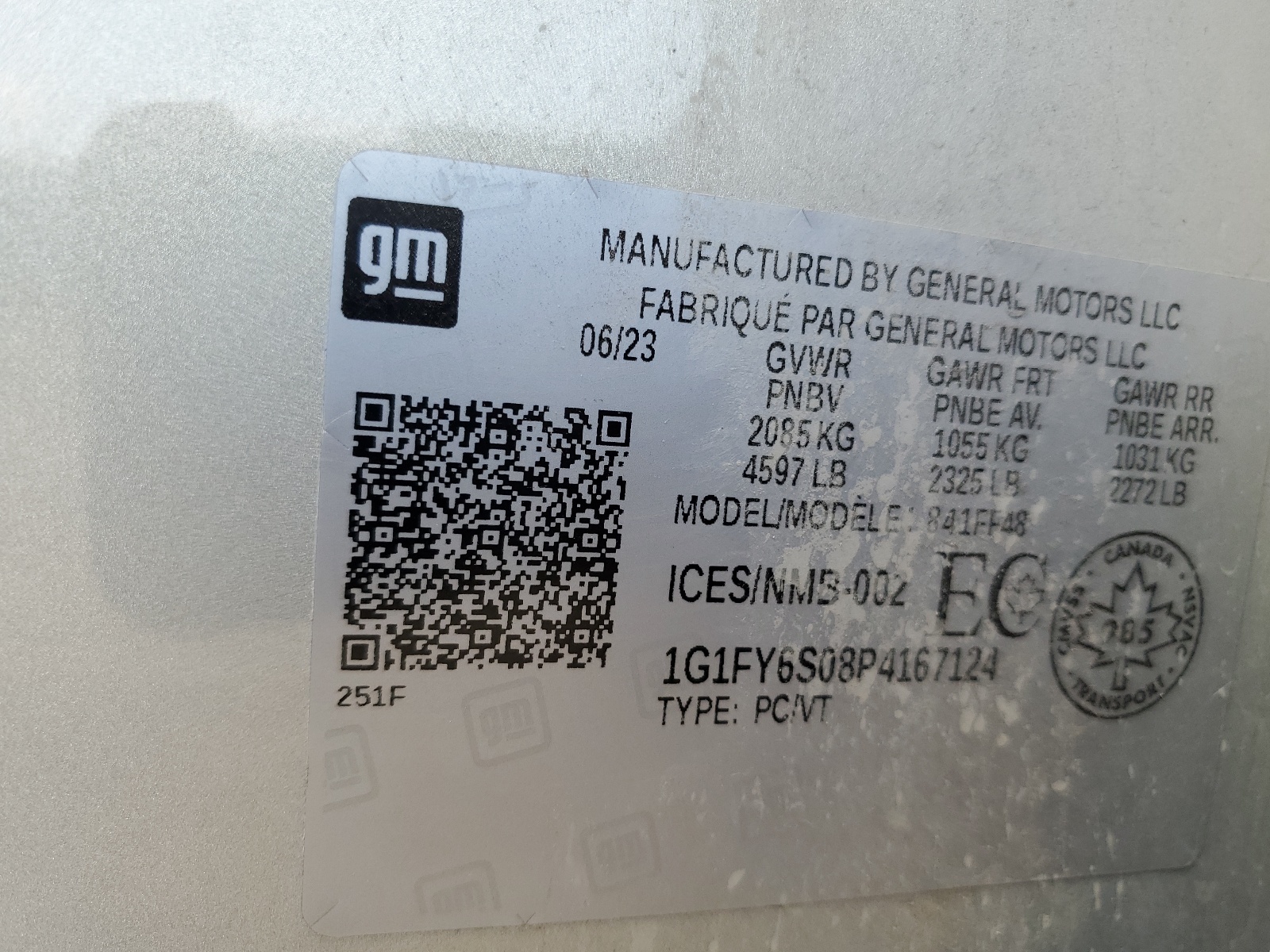 1G1FY6S08P4167124 2023 Chevrolet Bolt Euv Lt