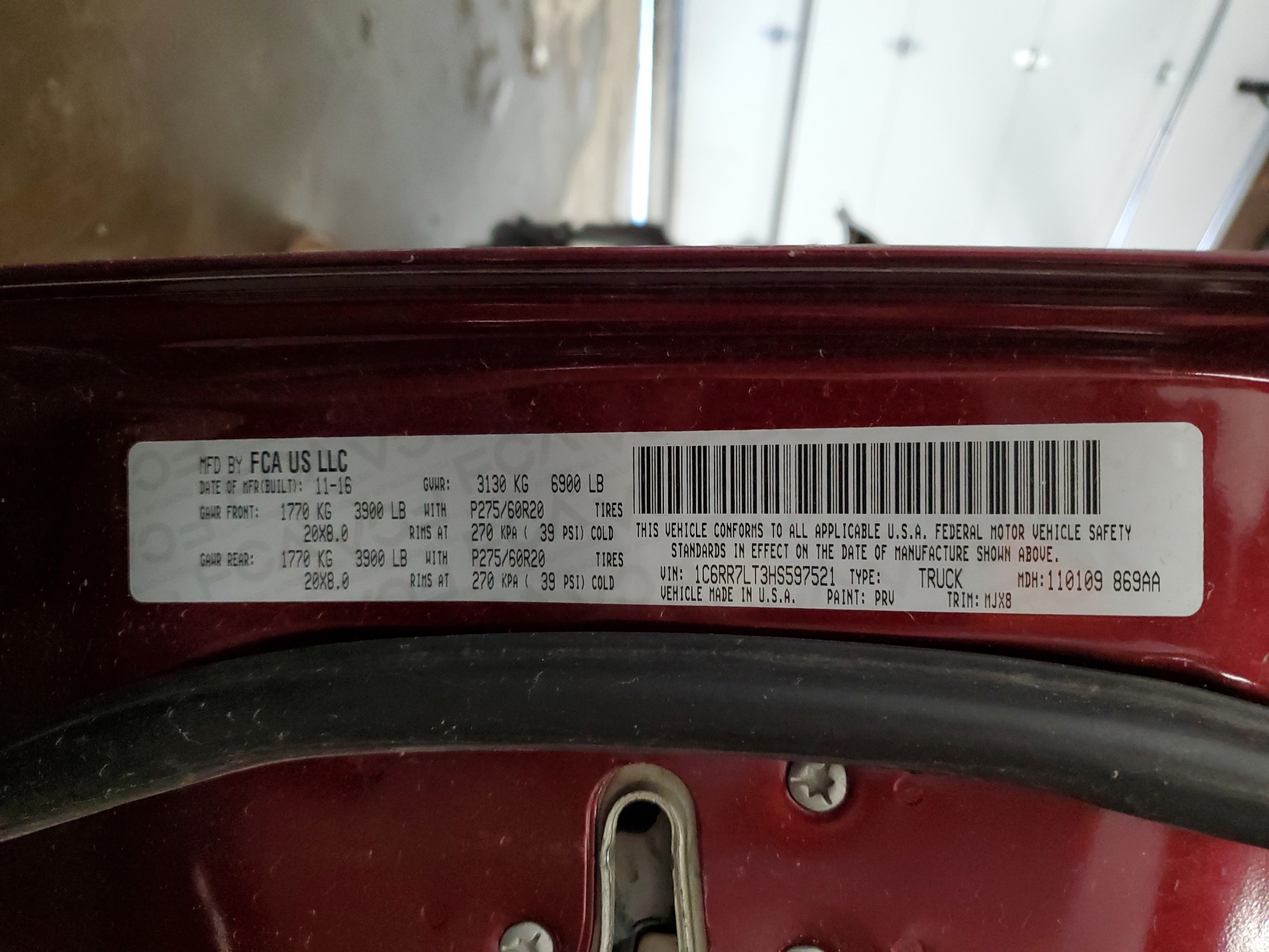 1C6RR7LT3HS597521 2017 Ram 1500 Slt