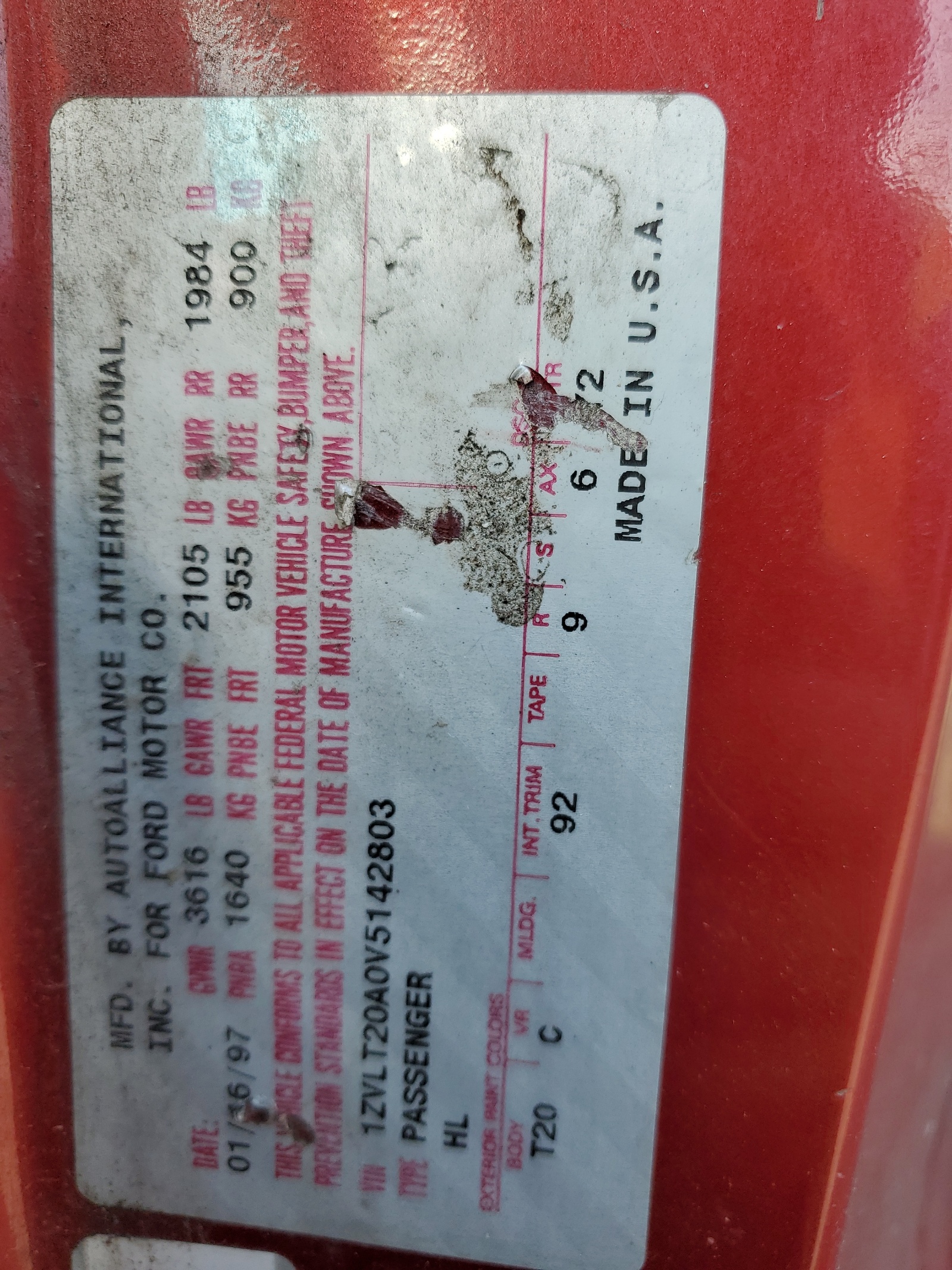 1ZVLT20A0V5142803 1997 Ford Probe