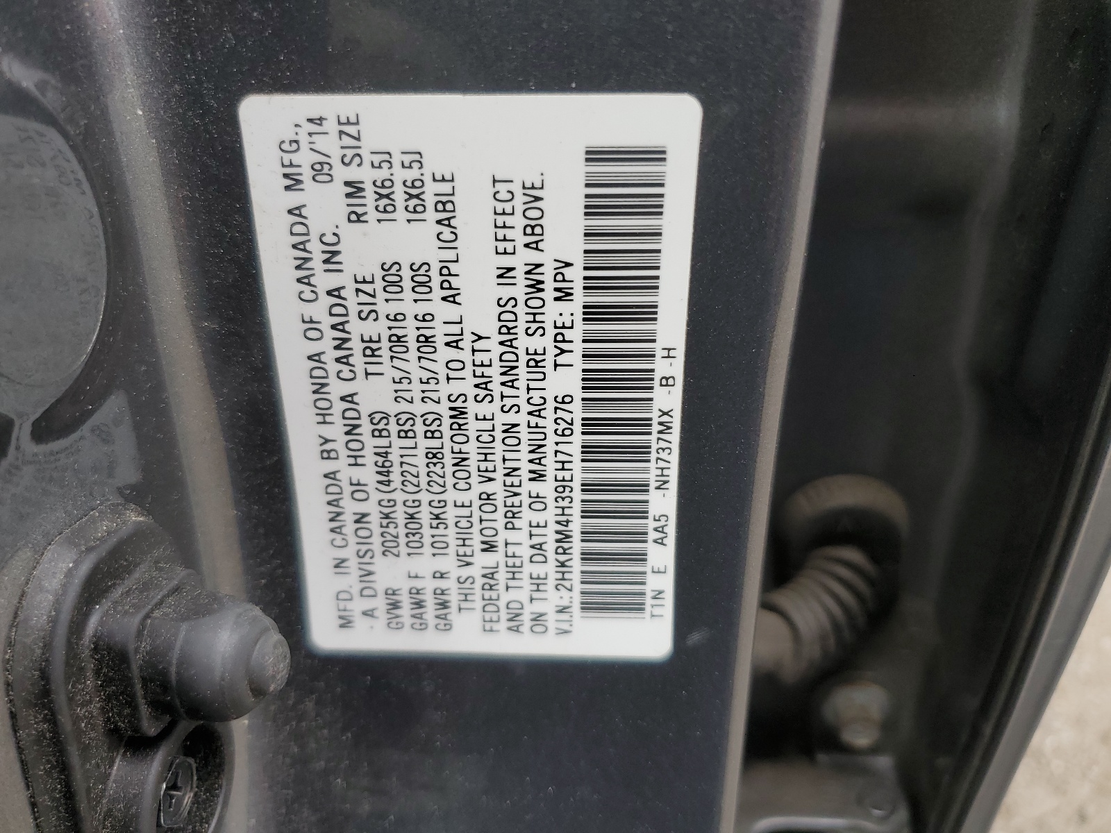 2HKRM4H39EH716276 2014 Honda Cr-V Lx