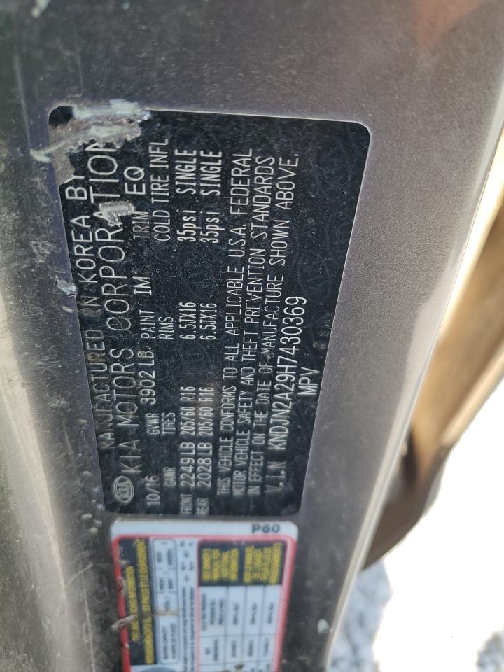 2017 Kia Soul VIN: KNDJN2A29H7430369 Lot: 65014304