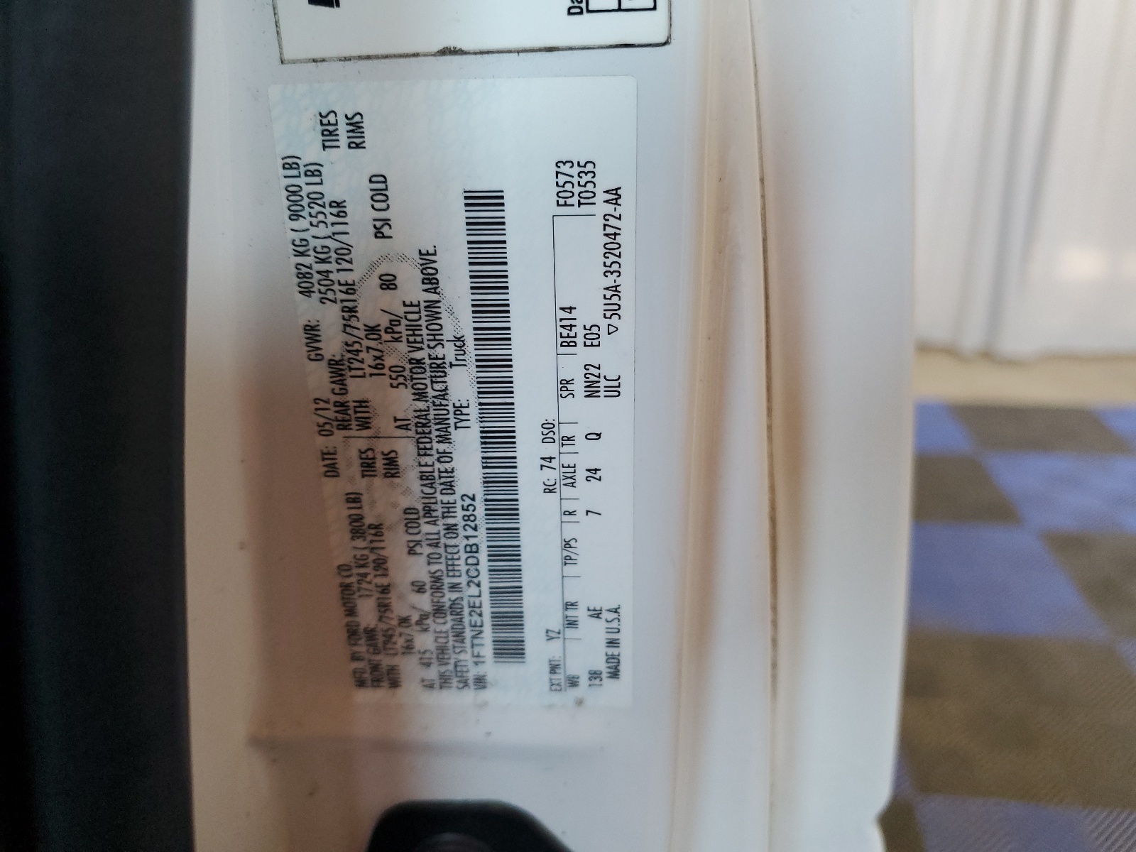 1FTNE2EL2CDB12852 2012 Ford Econoline E250 Van