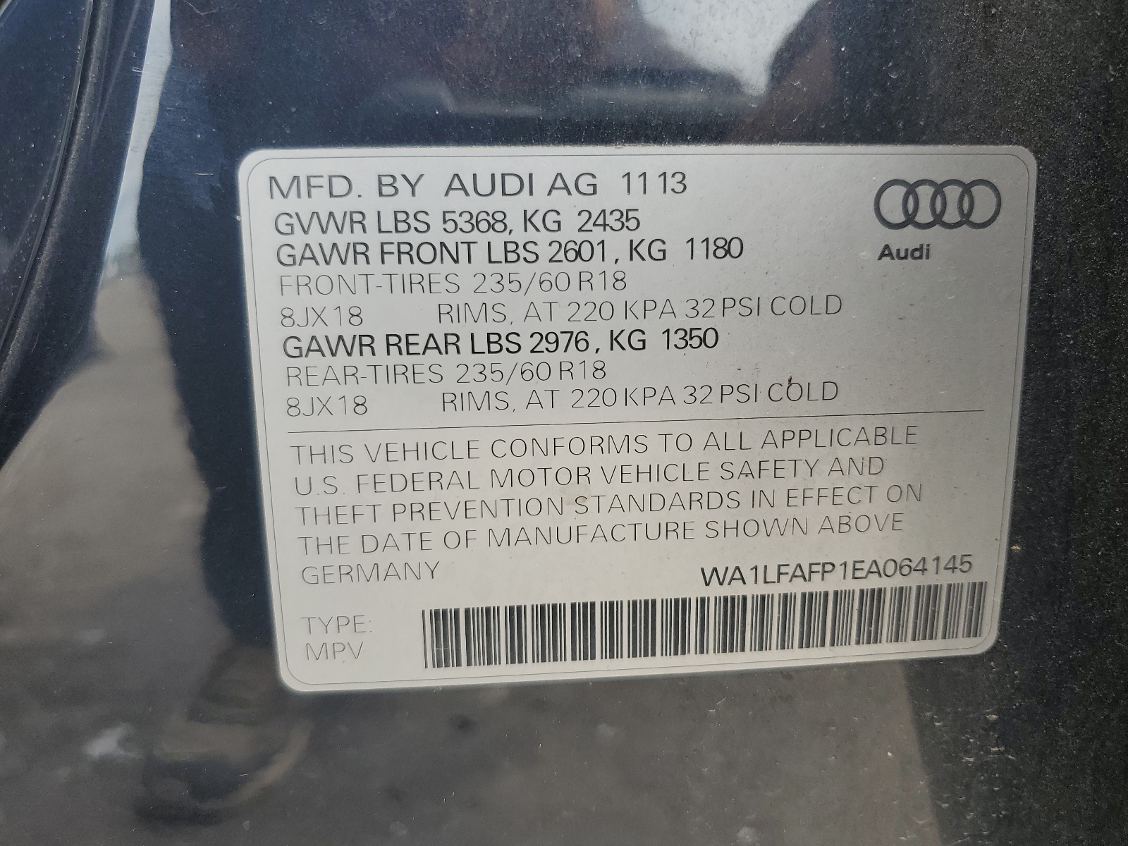 WA1LFAFP1EA064145 2014 Audi Q5 Premium Plus