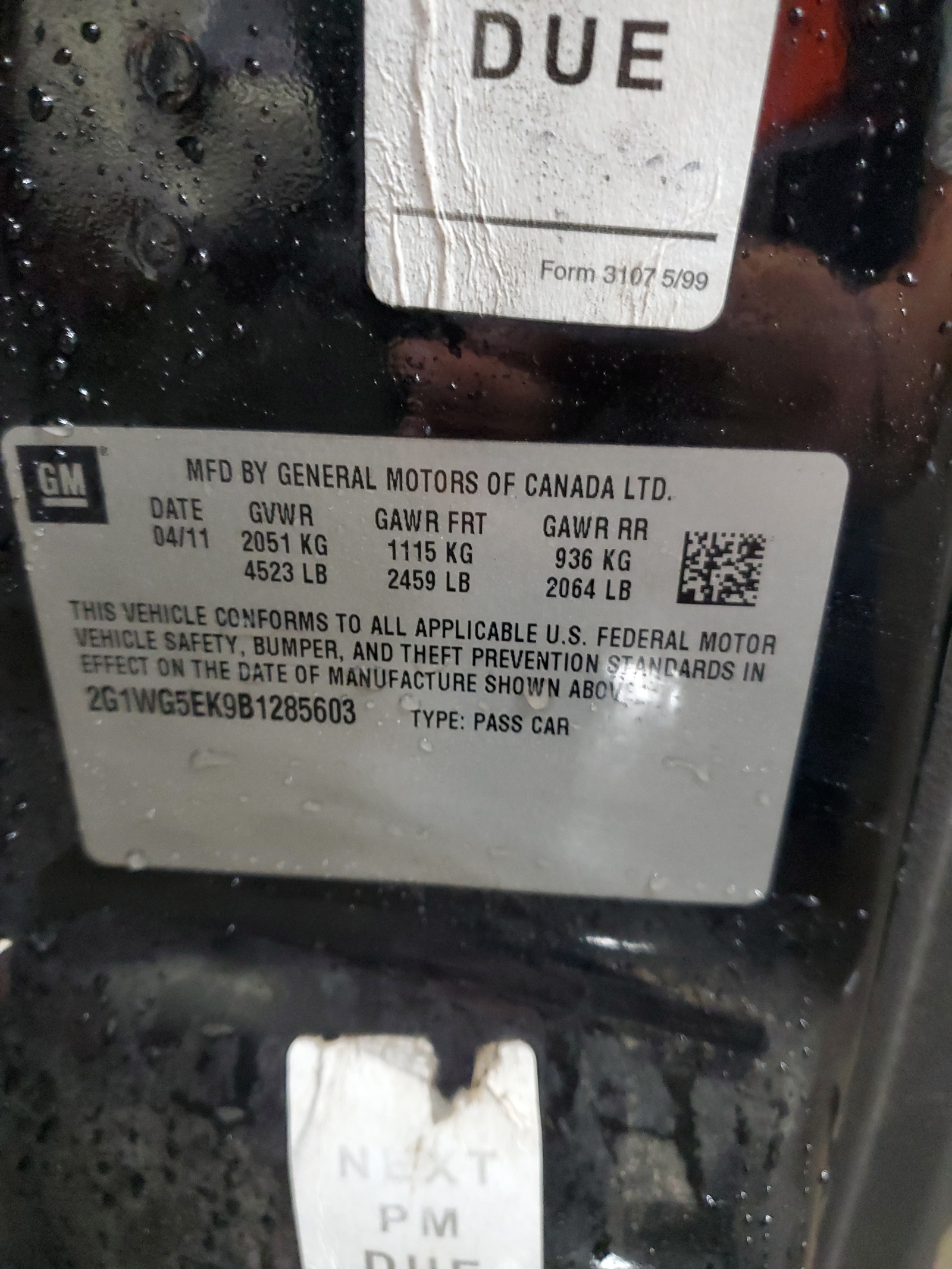 2G1WG5EK9B1285603 2011 Chevrolet Impala Lt