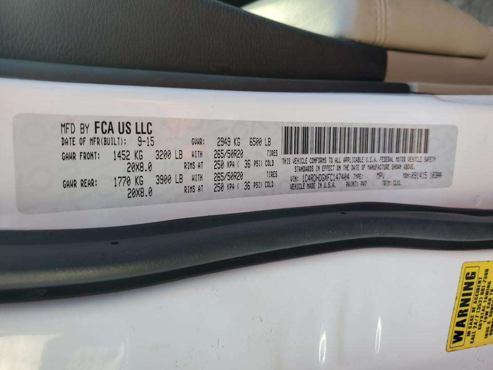 1C4RDHDGXFC147404 2015 Dodge Durango Limited