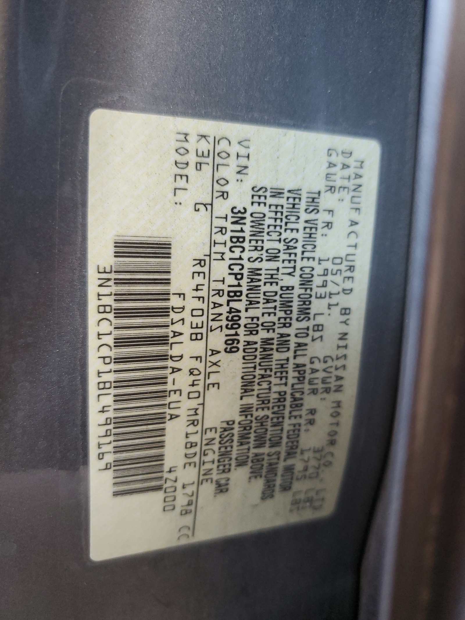 3N1BC1CP1BL499169 2011 Nissan Versa S