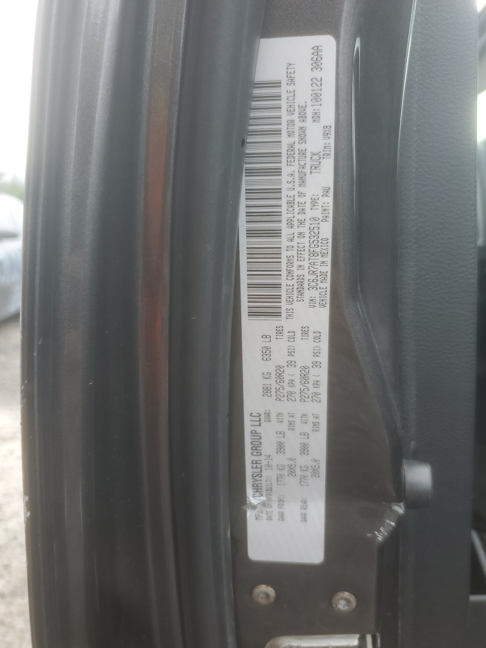 3C6JR7AT8FG532510 2015 Ram 1500 St