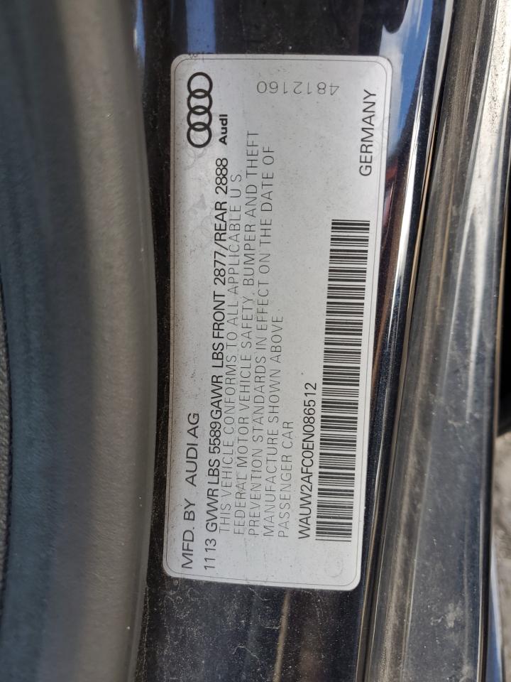 2014 Audi S7 Premium VIN: WAUW2AFC0EN086512 Lot: 63536554
