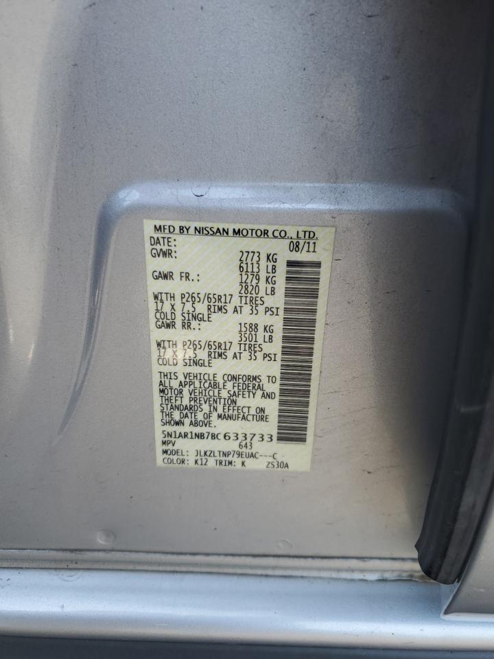 2011 Nissan Pathfinder S VIN: 5N1AR1NB7BC633733 Lot: 63790254