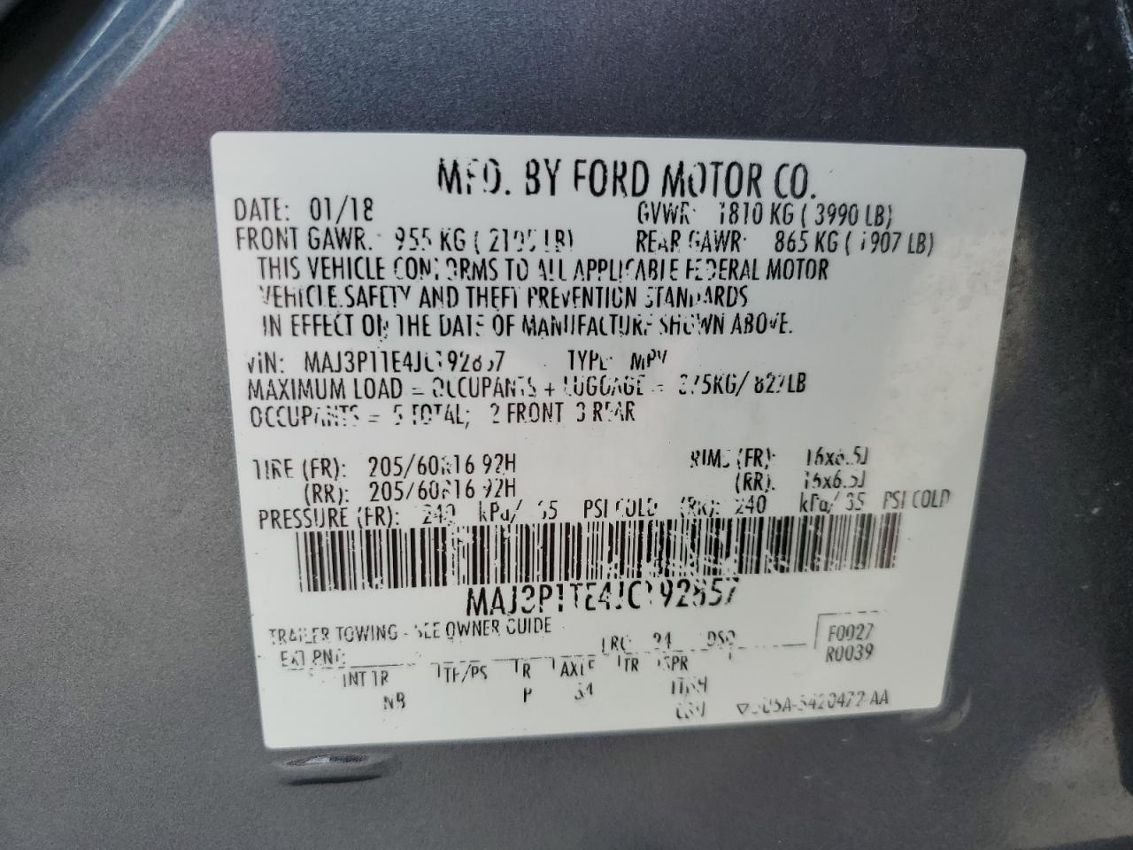 2018 Ford Ecosport Se VIN: MAJ3P1TE4JC192857 Lot: 60757424