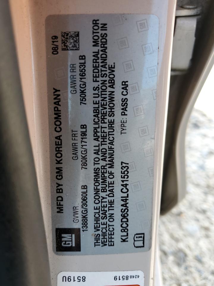 2020 Chevrolet Spark 1Lt VIN: KL8CD6SA4LC415537 Lot: 64574434