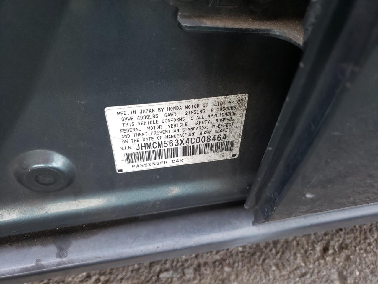 2004 Honda Accord Lx VIN: JHMCM563X4C008464 Lot: 61351094